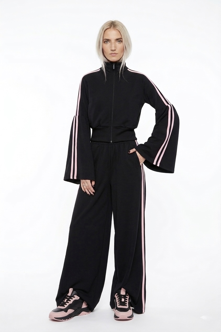 Side-Stripe Stand Collar Jacket With Trouser