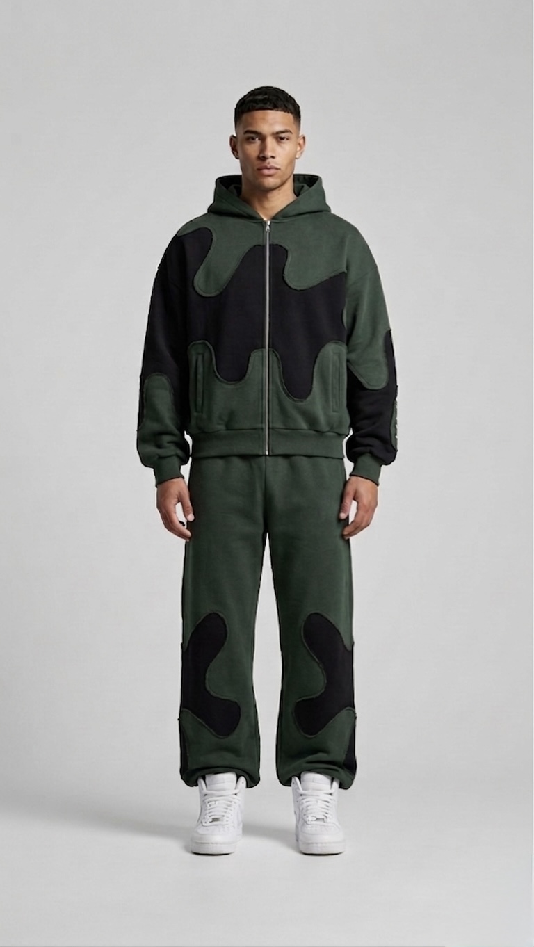 Abstract Art Zip-Up Hoodie With Trousers