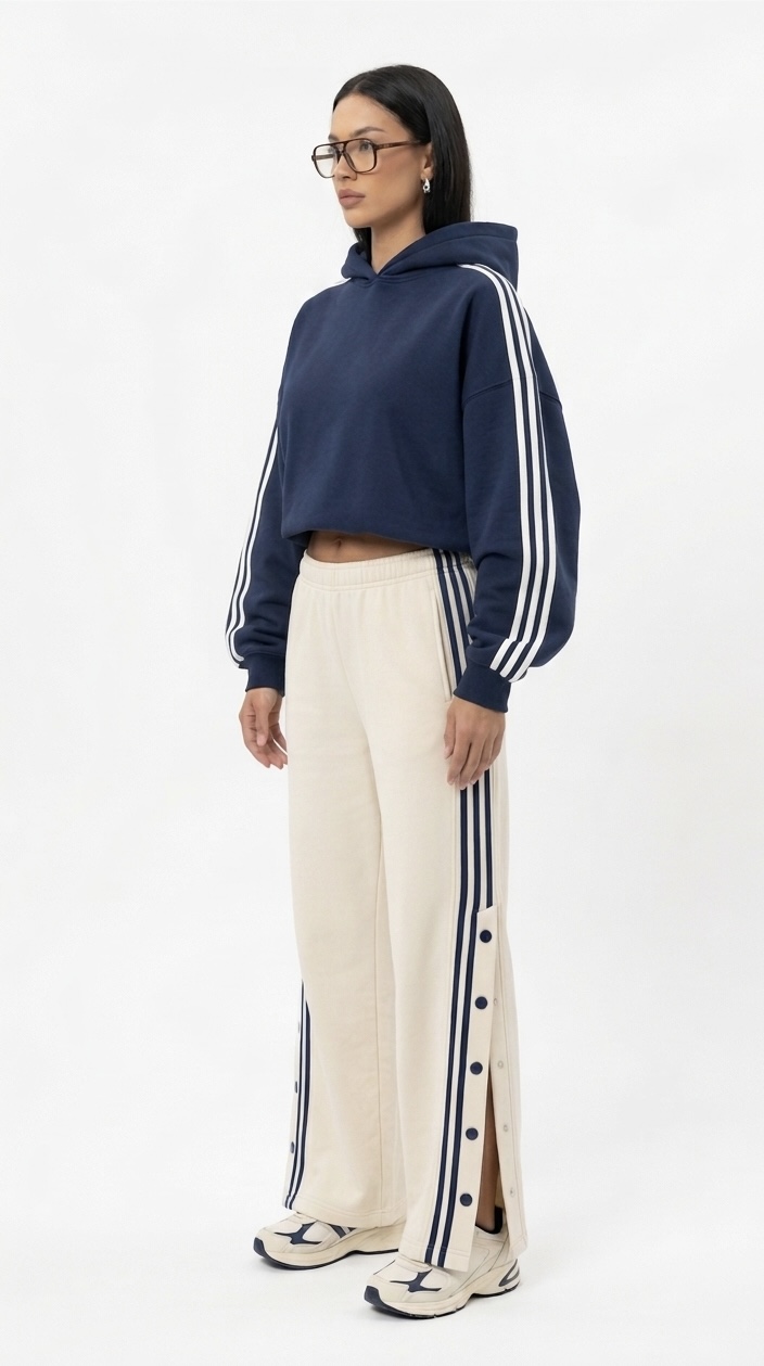 Marine Blue Cropped Hoodie