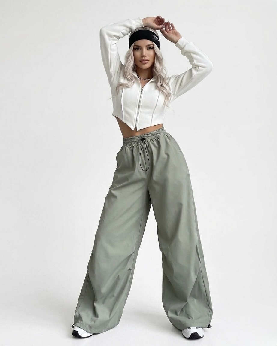 White Corset-Style Curved Hem Cropped Hoodie